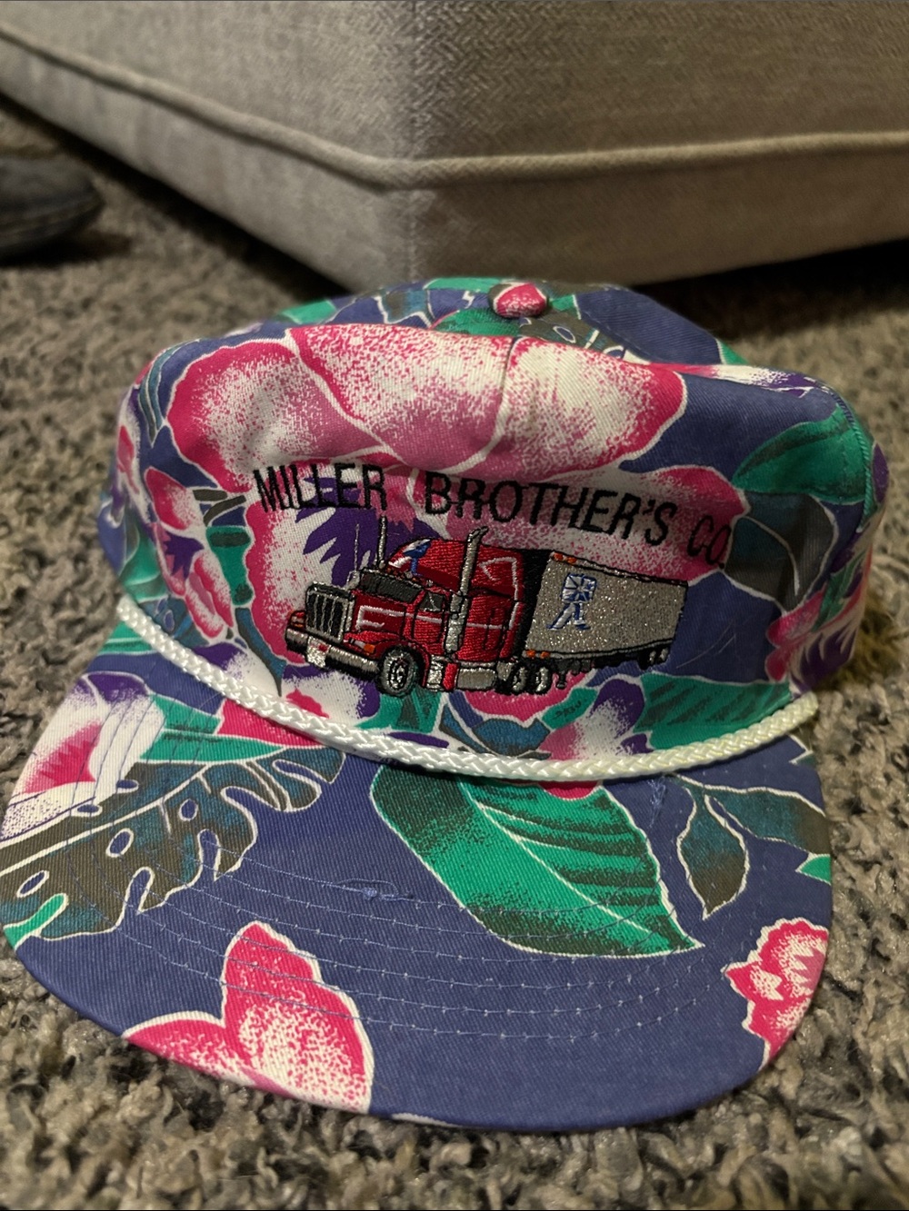 Floral Trucker Hat - Navy, Pink & Green
